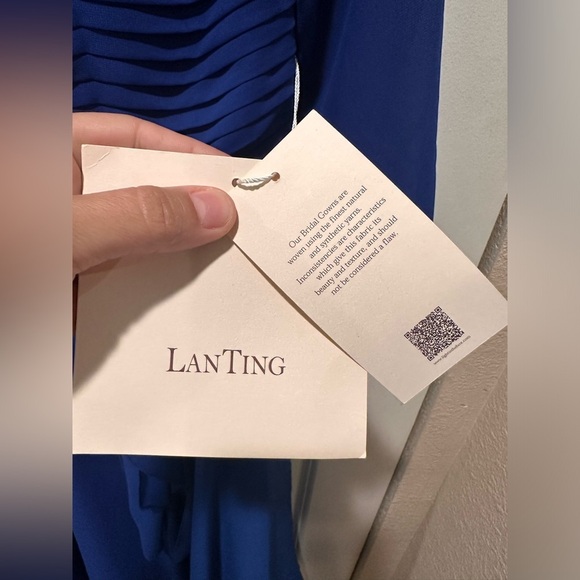 NWT LanTing Bridal Royal Blue A-line Boatneck Okeated Chiffon Dress, 6 - Picture 5 of 11